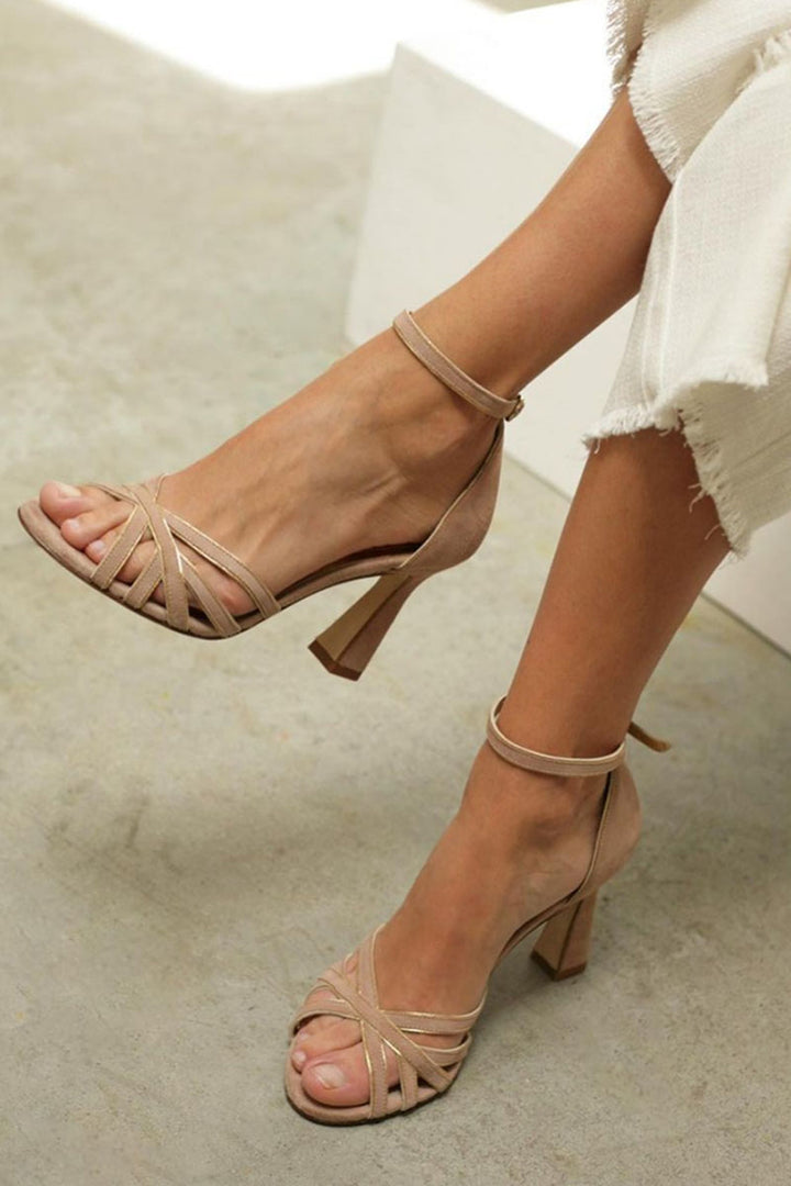 Comfortable Open Toe Strap Heels