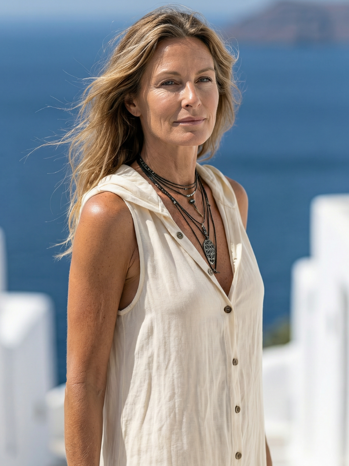 Marune | Hooded Maxi Dress with Sleeveless Button Front