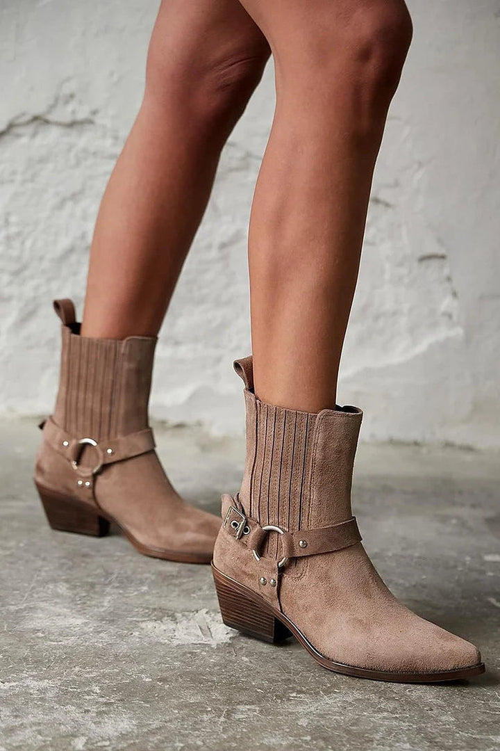 Anaïs | Suede Western-Inspired Ankle Boots