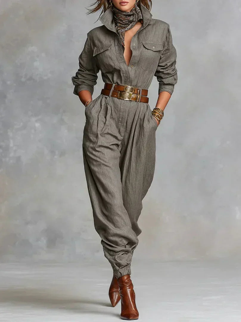 Megan | Linen-Cotton Blend Jumpsuit