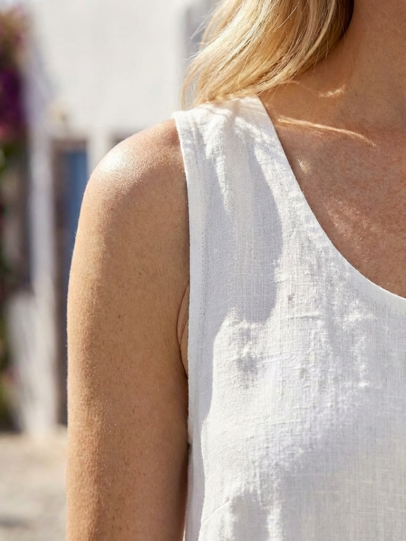 Ismera | Sleeveless Round Neck Midi Dress with Relaxed Fit