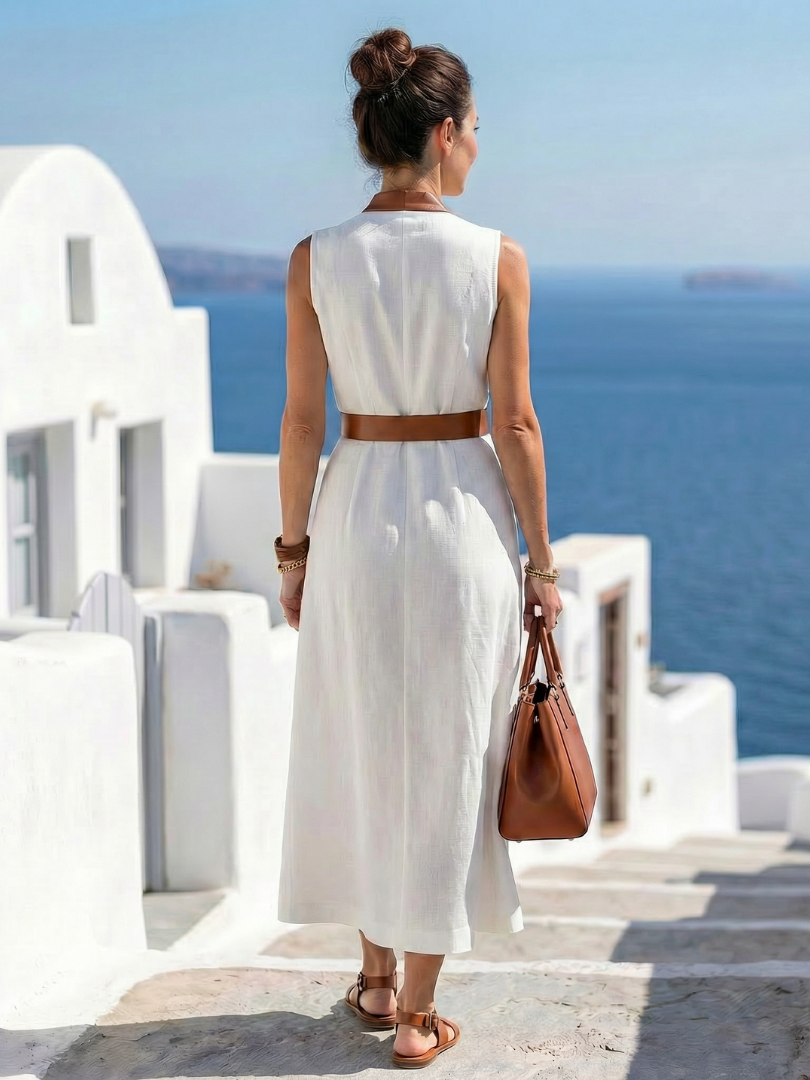 Myra | Midi Dress with Contrast Lines