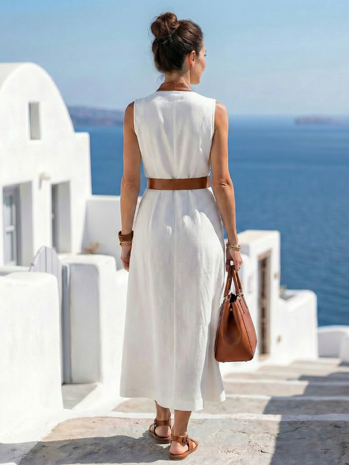 Myra | Midi Dress with Contrast Lines