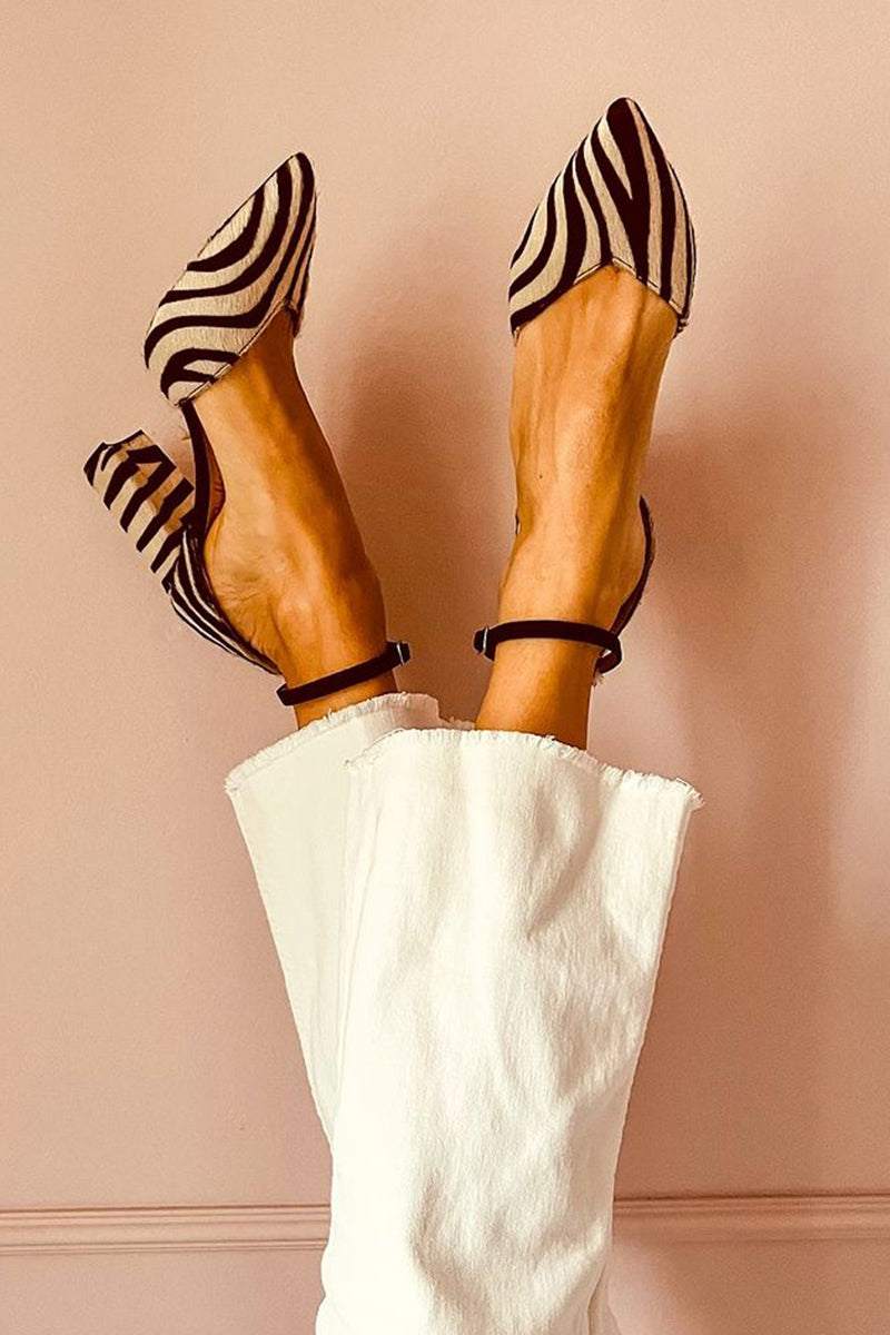 Mid-Heels with Strap and Zebra Print