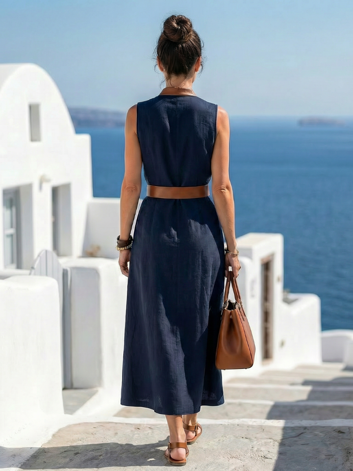 Myra | Midi Dress with Contrast Lines