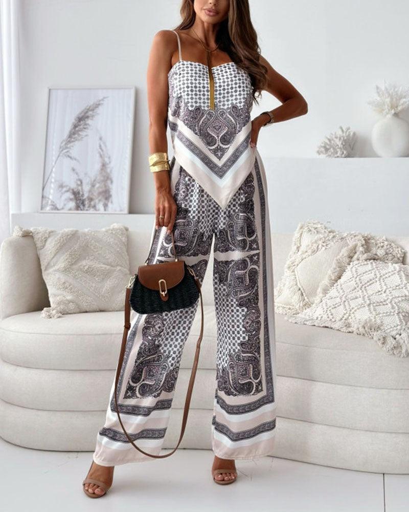 Helen | Vacation Ready Stylish Lace-Up Vest & Trousers Two-Piece Set Dress