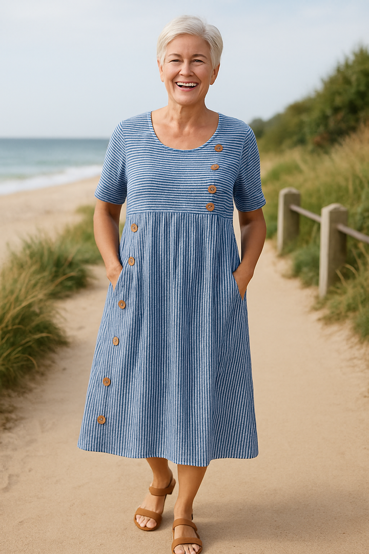 Brienne Striped Midi Dress – Ultimate Comfort for Everyday Confidence