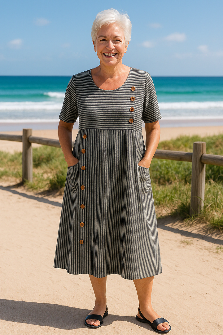 Brienne Striped Midi Dress – Ultimate Comfort for Everyday Confidence