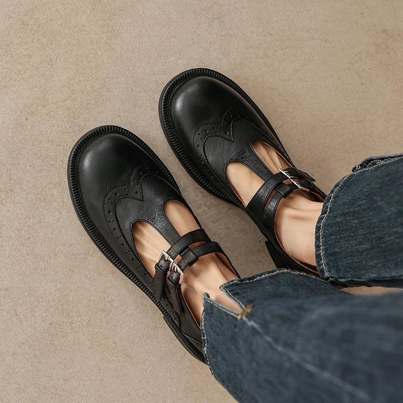 Leona | Timeless Leather Mary Jane Flats