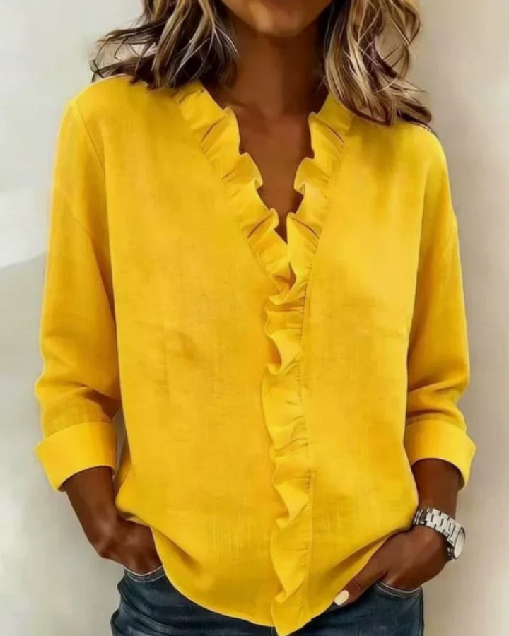 Indie | V-Neck Blouse with Ruffles