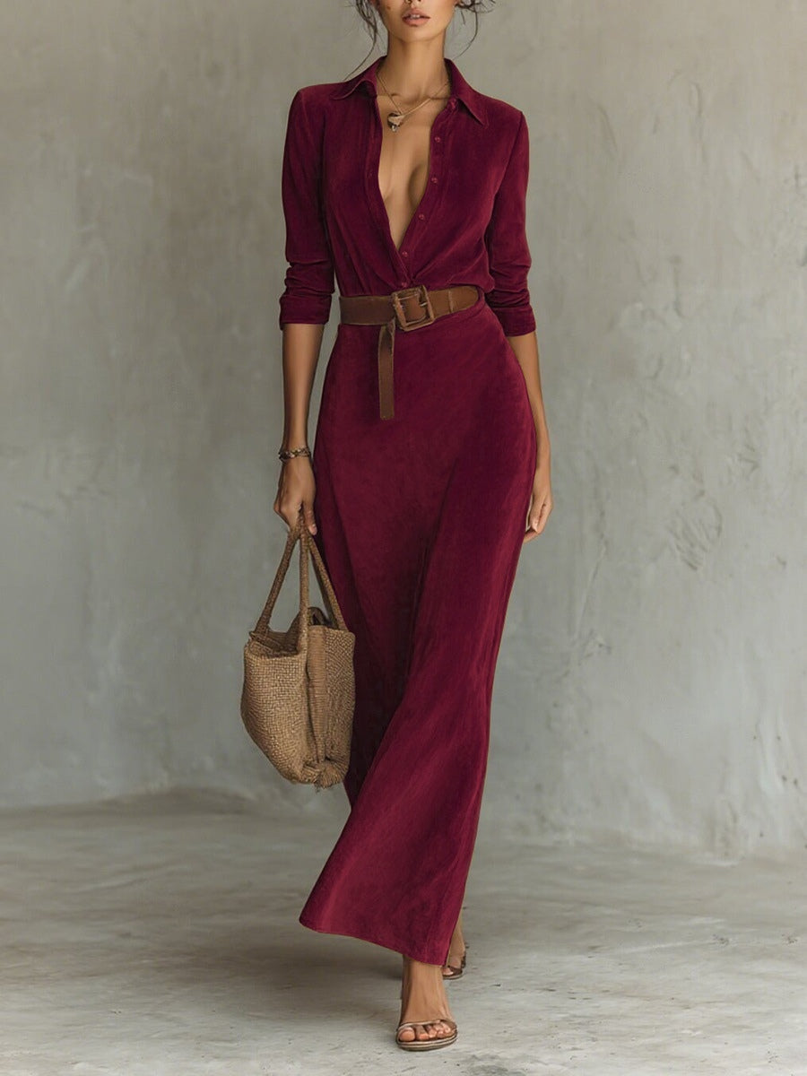 Célianne - Elegant Suede Maxi Dress