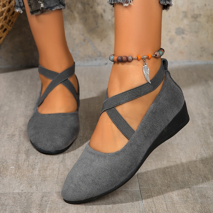Élise® – Stylish Cross-Strap Ballerina Flats for Supreme Comfort