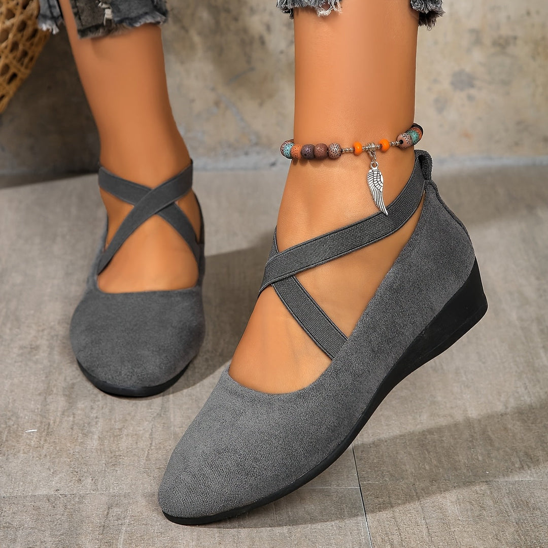 Élise® – Stylish Cross-Strap Ballerina Flats for Supreme Comfort