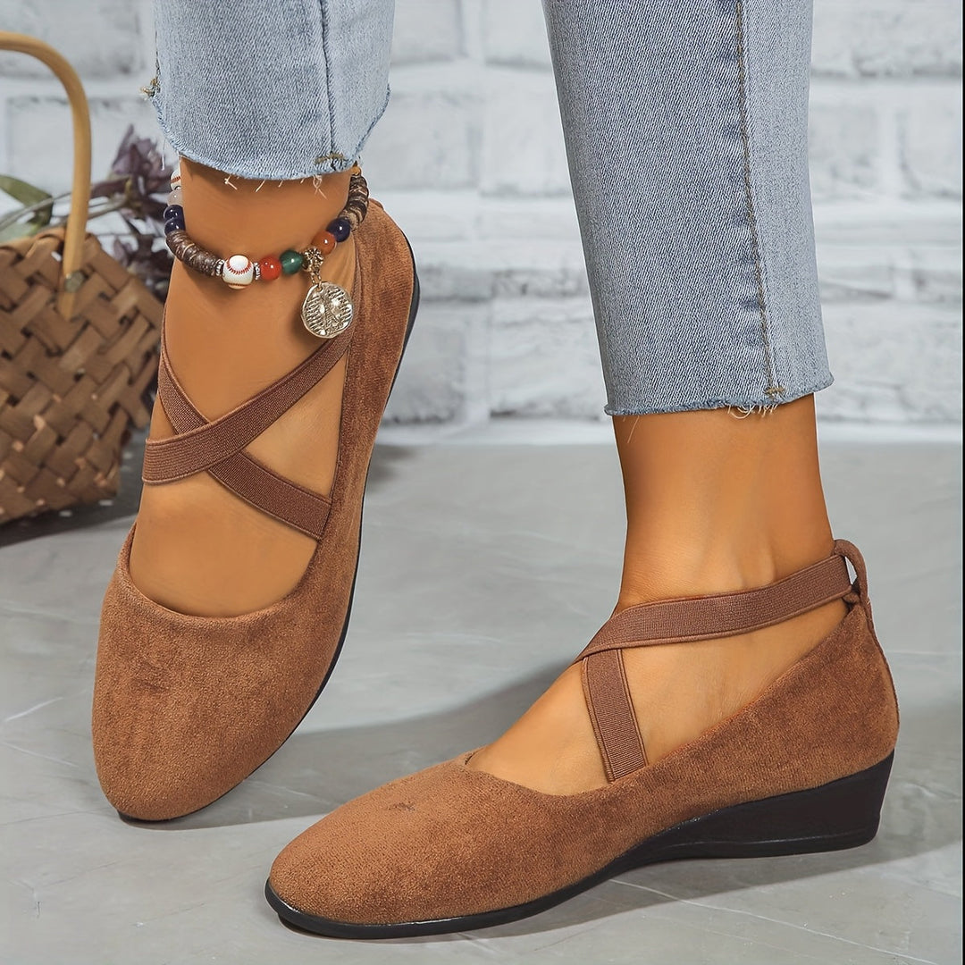 Élise® – Stylish Cross-Strap Ballerina Flats for Supreme Comfort