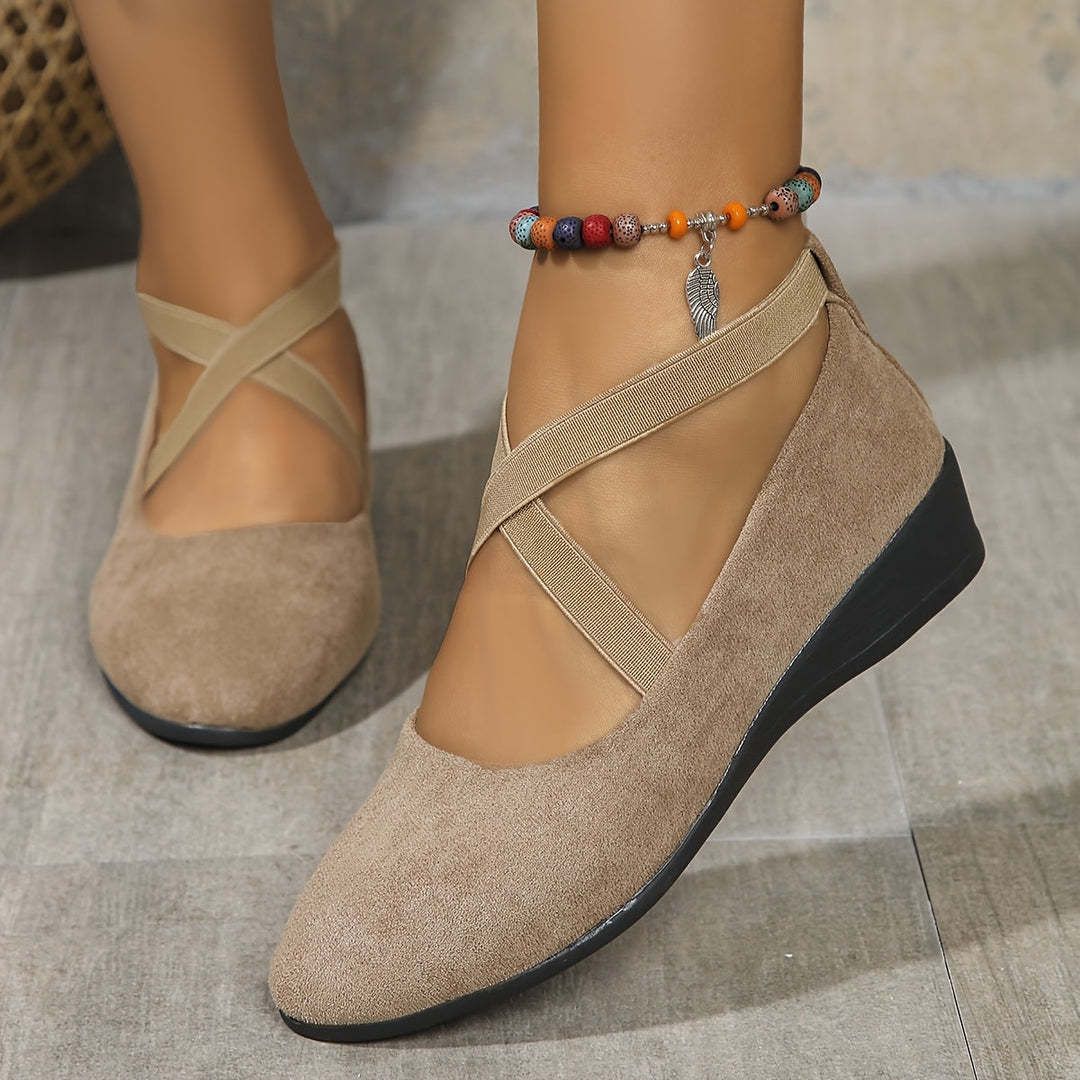 Élise® – Stylish Cross-Strap Ballerina Flats for Supreme Comfort