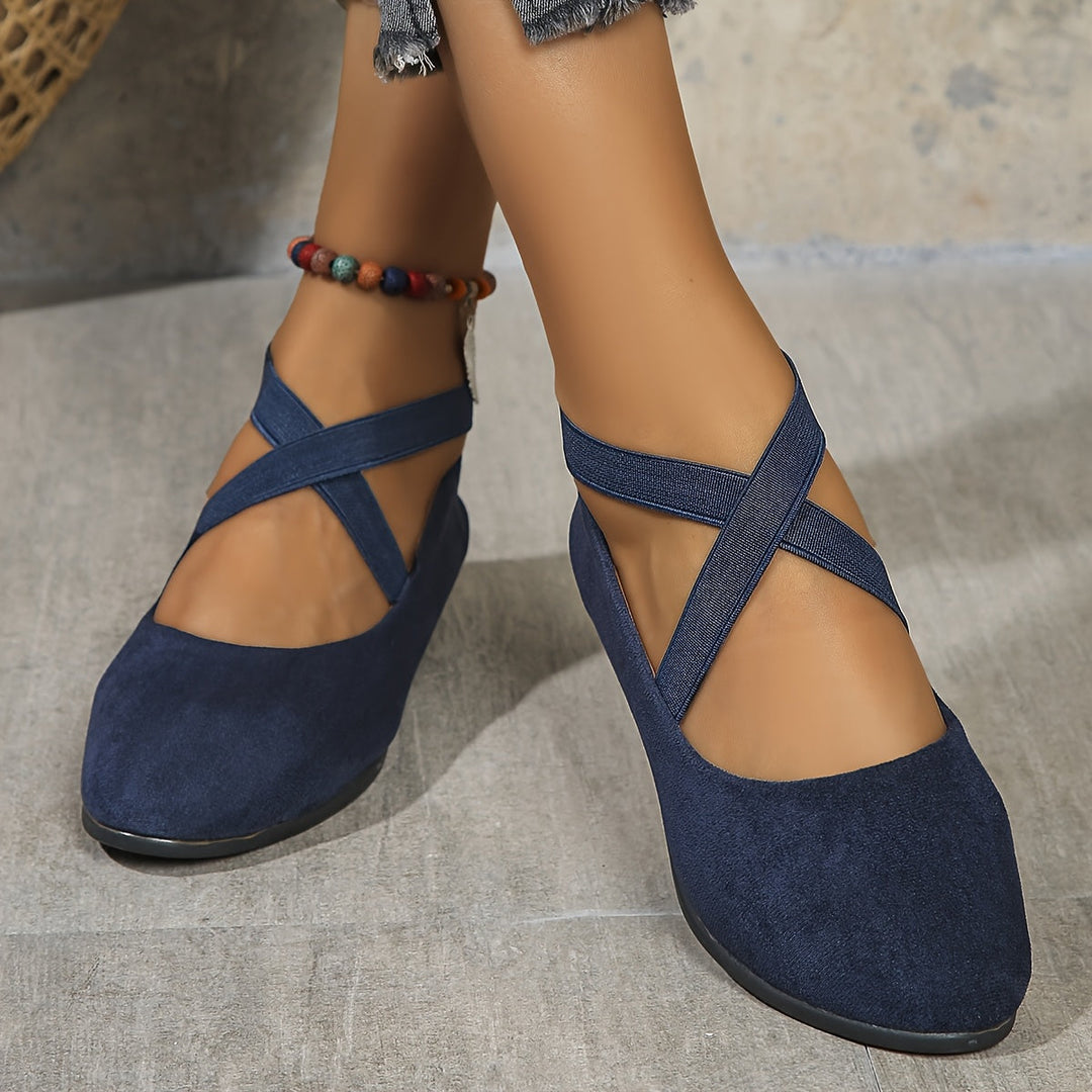 Élise® – Stylish Cross-Strap Ballerina Flats for Supreme Comfort