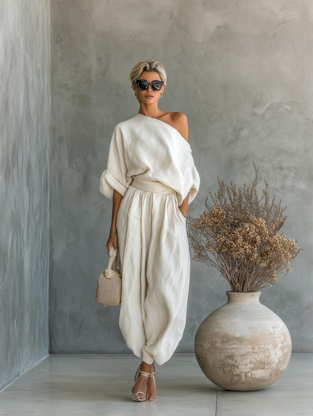 Lisa | Soft Off-Shoulder Top and Tapered Trousers Set