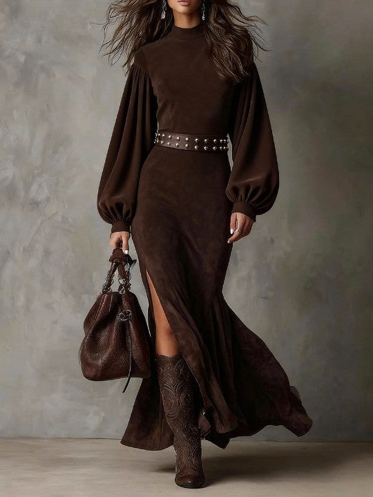 Harriet | Retro Lantern Sleeve Midi Dress
